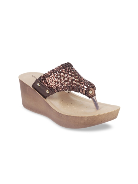 

WALKWAY Women Brown Embellished Wedges