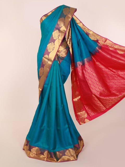 

Pothys Blue & Pink Pure Silk Woven Design Kanjeevaram Saree