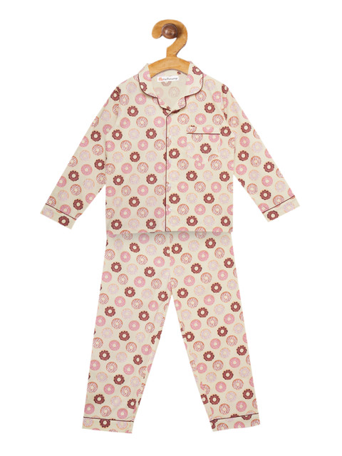 

Fluffalump Unisex Kids Yellow Printed Night suit