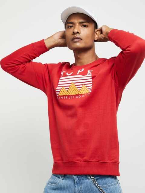 

max Men Red Printed Sweatshirt