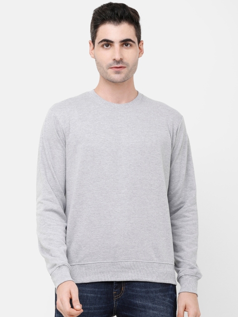 

MADSTO Men Grey Melange Solid Sweatshirt