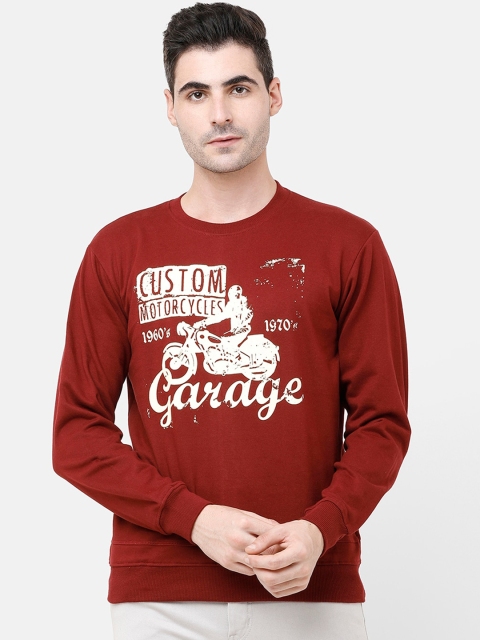 

MADSTO Men Maroon & White Printed Sweatshirt