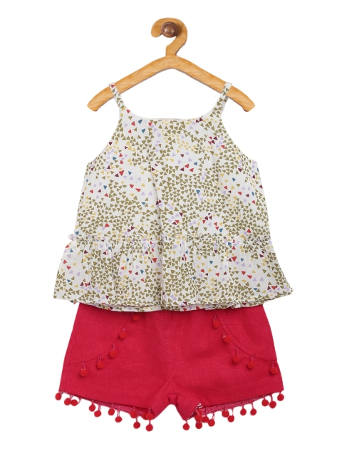 

Nauti Nati Girls White & Red Printed Top With Shorts