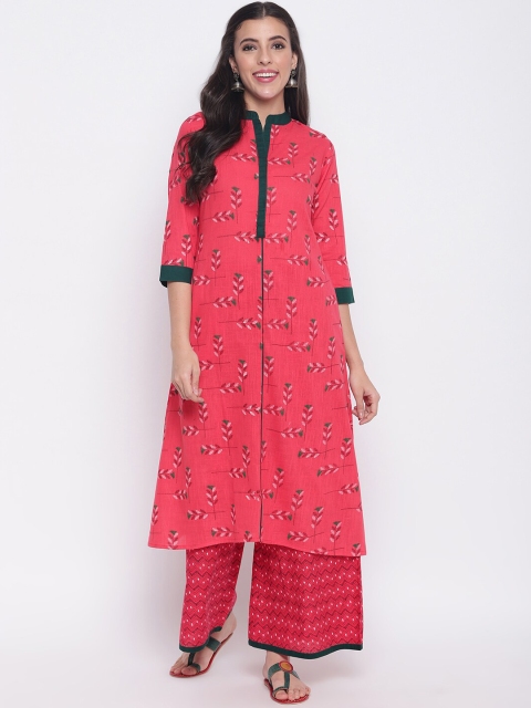 

Shakumbhari Women Pink & Red Printed Kurta with Palazzos