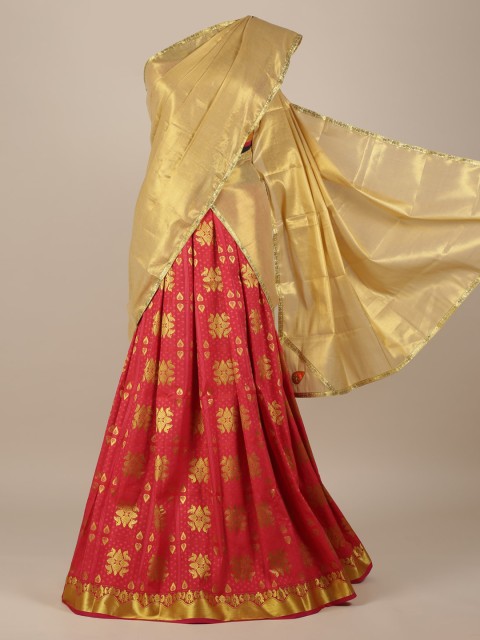 

Pothys Gold-Toned Semi-Stitched Lehenga with Blouse