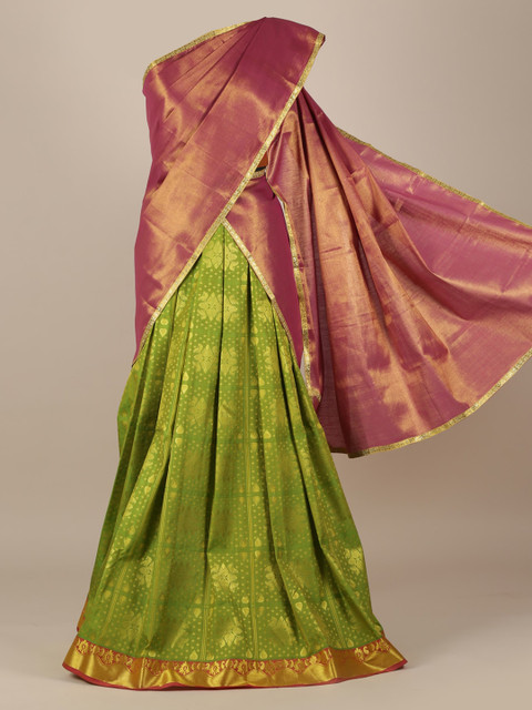 

Pothys Pink & Green Tissue Woven Design Saree