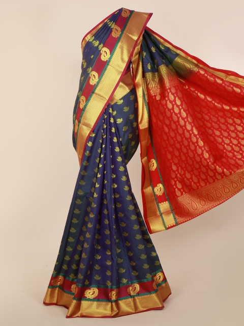 

Pothys Blue & Red Art Silk Woven Design Kanjeevaram Saree