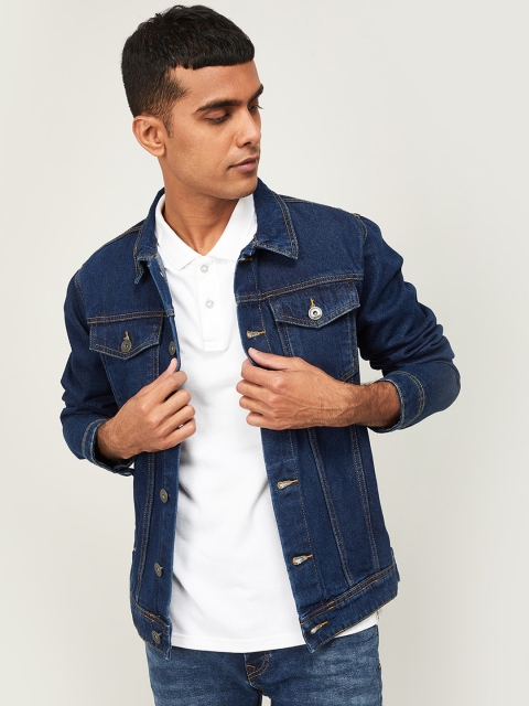 

Forca Men Blue Solid Windcheater Denim Jacket