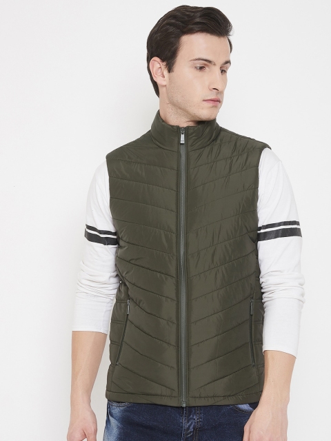 

Octave Men Olive Green Solid Lightweight Padded Jacket