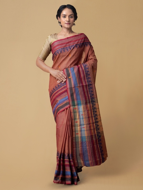 

Unnati Silks Red Pure Cotton Solid Chettinad Saree