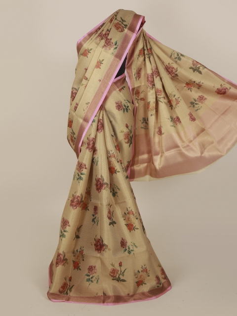 Pothys Cream-Coloured Printed Saree