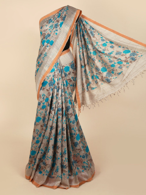 

Pothys Grey Woven Design Tussar Saree
