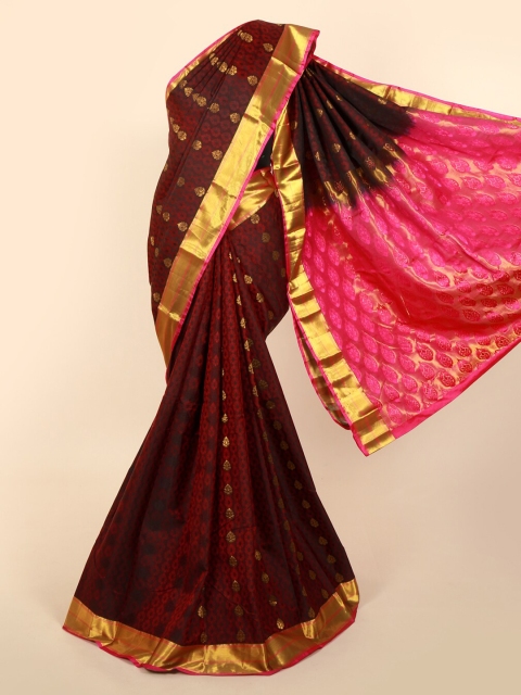 

Pothys Maroon & Pink Pure Silk Woven Design Kanjeevaram Saree