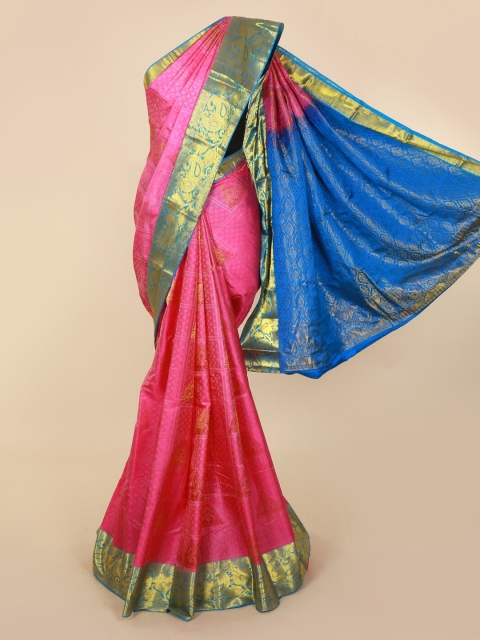 

Pothys Pink Pure Silk Solid Kanjeevaram Saree