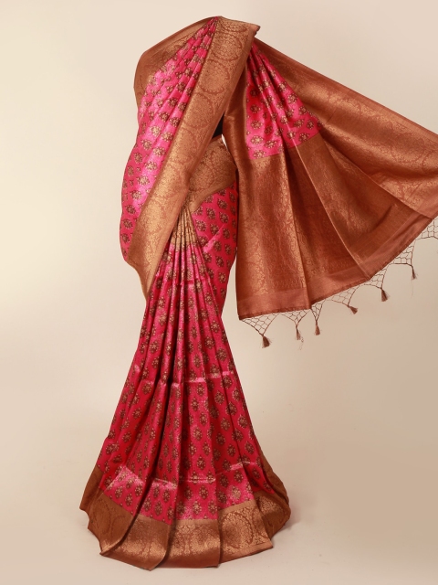 

Pothys Pink & Brown Jute Silk Woven Design Saree