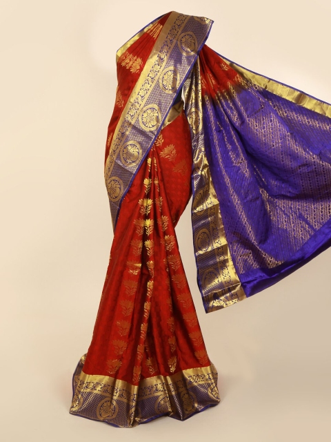 

Pothys Maroon & Purple Pure Silk Woven Design Kanjeevaram Saree