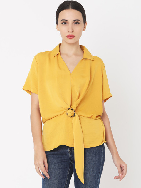 

Deal Jeans Women Yellow Solid Shirt Style Top