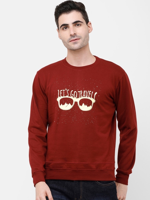 MADSTO Men Maroon Printed Sweatshirt
