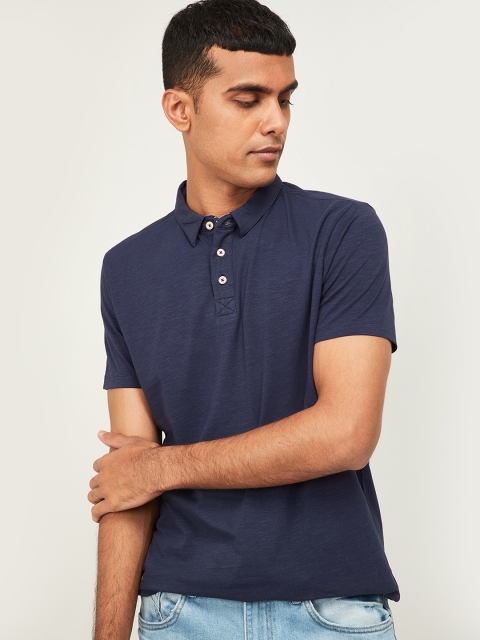 

Forca Men Navy Blue Solid Polo Collar T-shirt