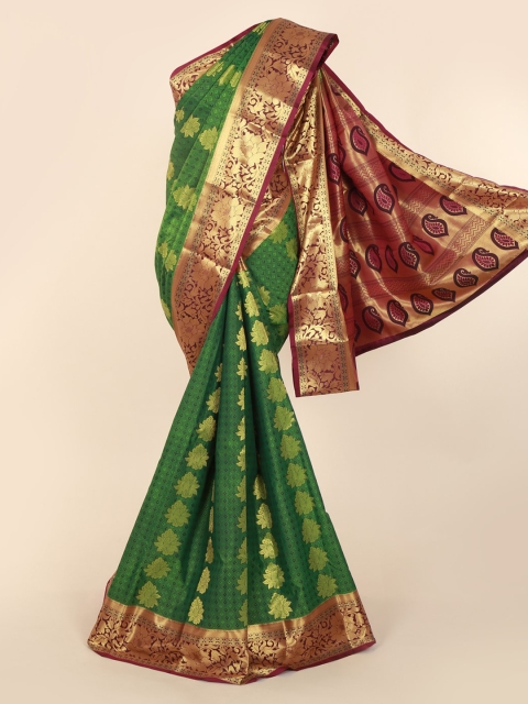 

Pothys Green & Gold-Toned Art Silk Woven Design Kanjeevaram Saree
