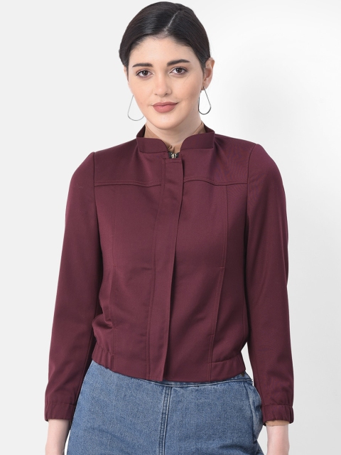 

AUDSTRO Women Maroon Colourblocked Lightweight Open Front Jacket