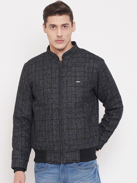 NEVA Men Black Checked Bomber