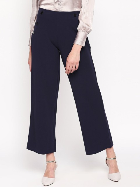 

Annabelle by Pantaloons Women Navy Blue Regular Fit Solid Parallel Trousers