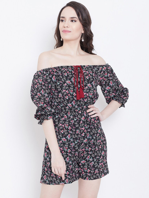

DODO & MOA Women Black & Red Floral Printed Jumpsuit