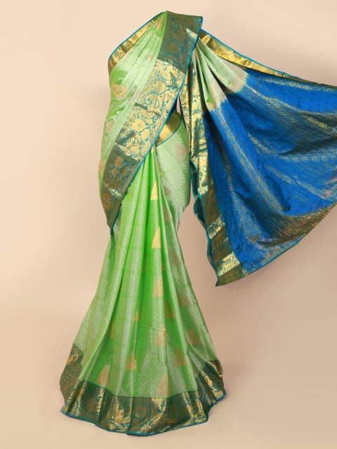 

Pothys Green & Blue Pure Silk Woven Design Kanjeevaram Saree