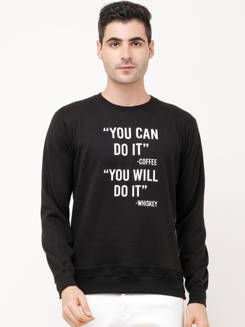 

MADSTO Men Black Printed Sweatshirt
