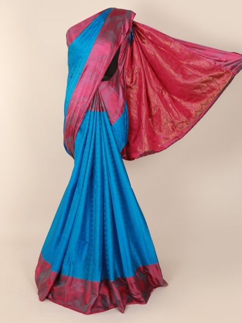 

Pothys Blue Pure Silk Solid Kanjeevaram Saree
