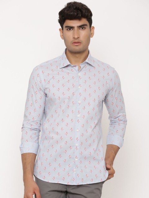 

Tistabene Men Blue Regular Fit Flamingo Printed Casual Shirt