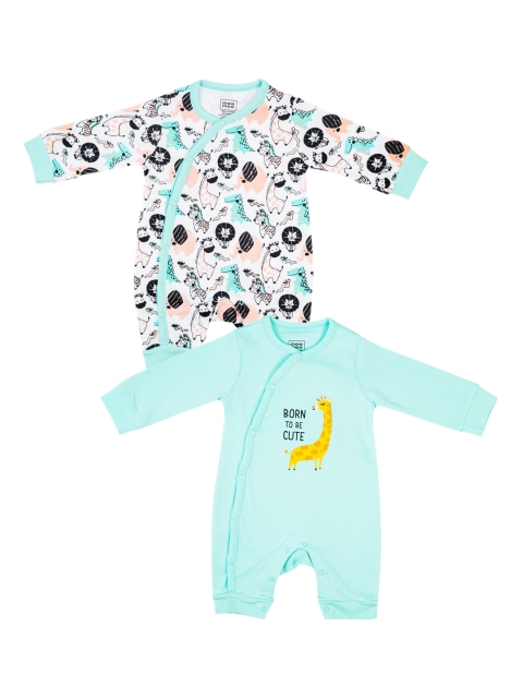

MeeMee Infant Boys Pack Of 2 Printed Rompers, Blue