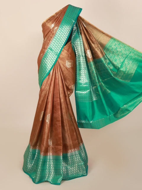 

Pothys Brown & Green Jute Silk Woven Design Saree