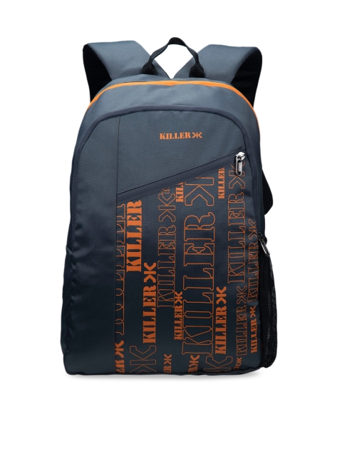 

Killer Unisex Grey & Orange Printed Backpack