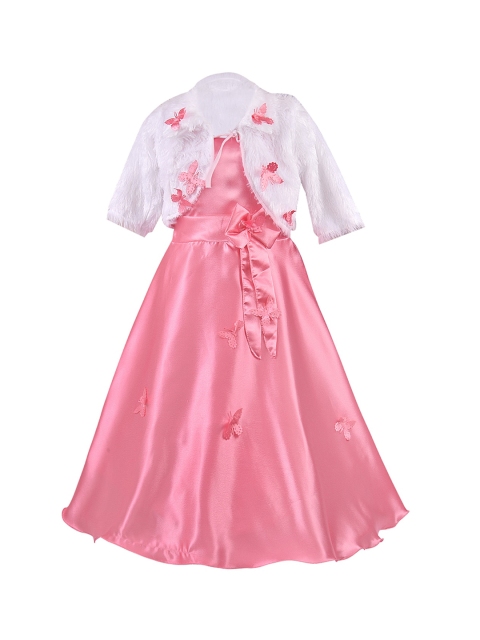 

Wish Karo Girls Pink Solid Fit and Flare Dress