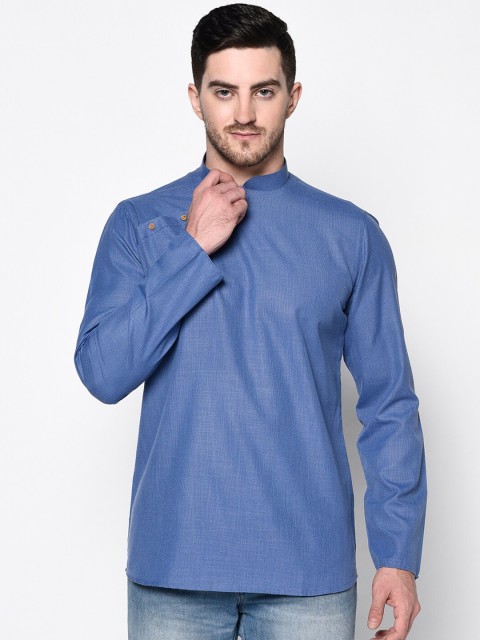 

TABARD Men Blue Solid Straight Kurta