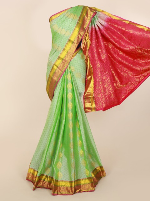 

Pothys Green & Red Pure Silk Woven Design Kanjeevaram Saree