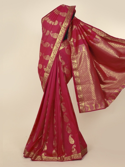 

Pothys Pink & Gold-Toned Art Silk Woven Design Kanjeevaram Saree