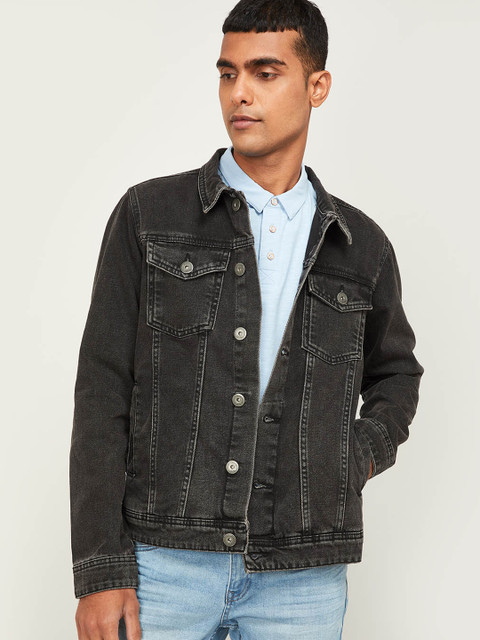 

Forca Men Black Solid Windcheater Denim Jacket