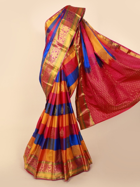 

Pothys Red & Navy Blue Pure Silk Woven Design Kanjeevaram Saree