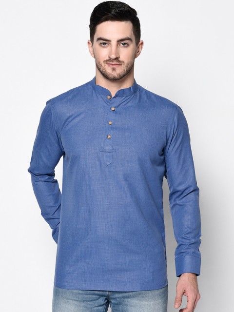 

TABARD Men Blue Solid Straight Kurta