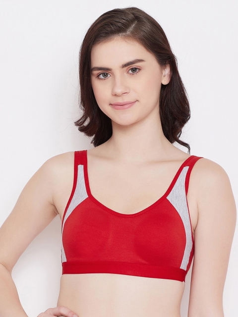 

ALIZA Red & Grey Solid Non-Wired Non- Padded Workout Bra SPORTS_32.BRA491835