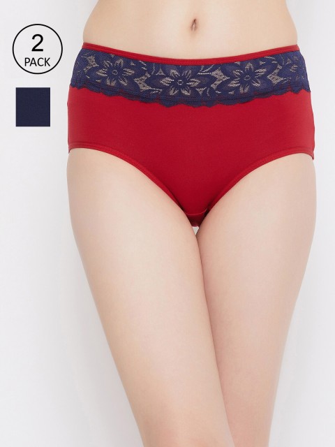 

Clovia Women Pack Of 2 Hipster Briefs COMPNC899, Red