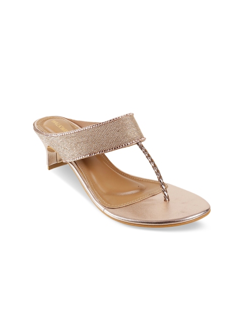 

WALKWAY Women Gold-Toned Embellished Blocked Heels