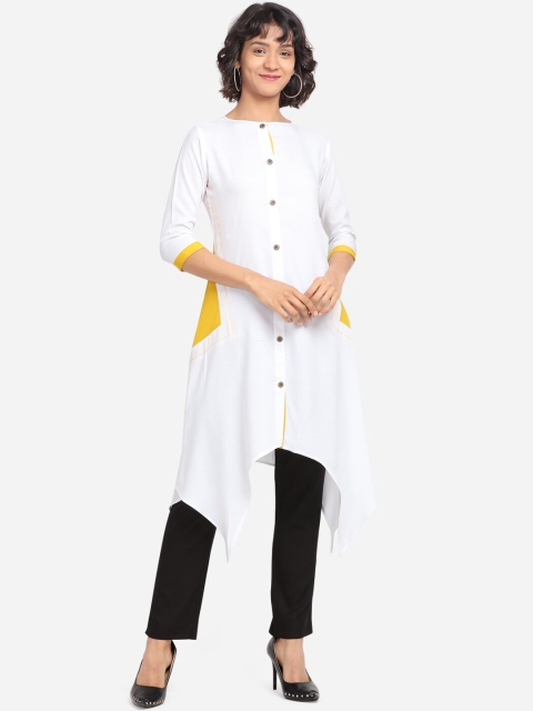 

Yuvraah Women White Solid Kurta