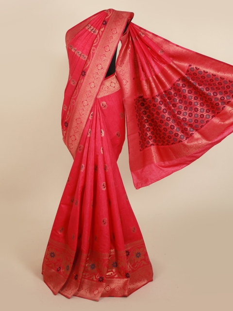 

Pothys Pink Woven Design Jute Silk Saree