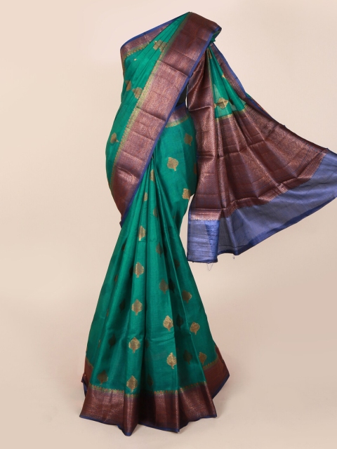 

Pothys Green Jute Silk Woven Design Tussar Saree