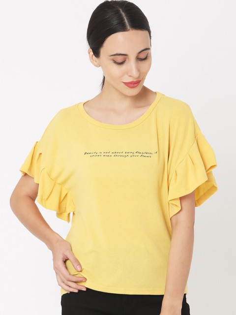 

Deal Jeans Women Yellow Solid Top