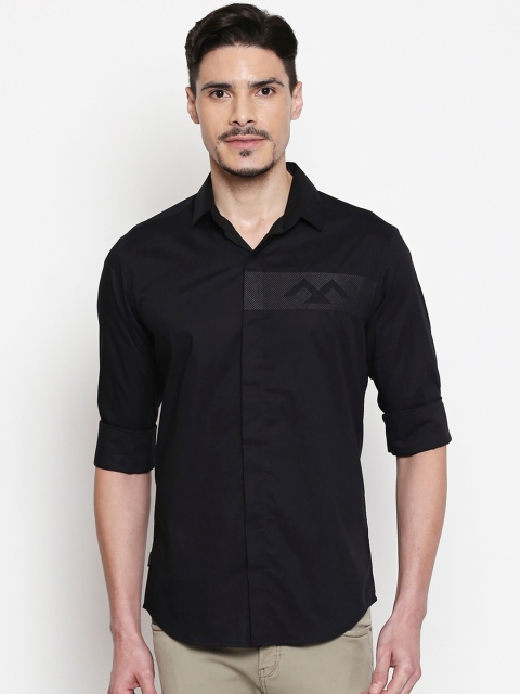 

Mufti Men Black Slim Fit Solid Casual Shirt
